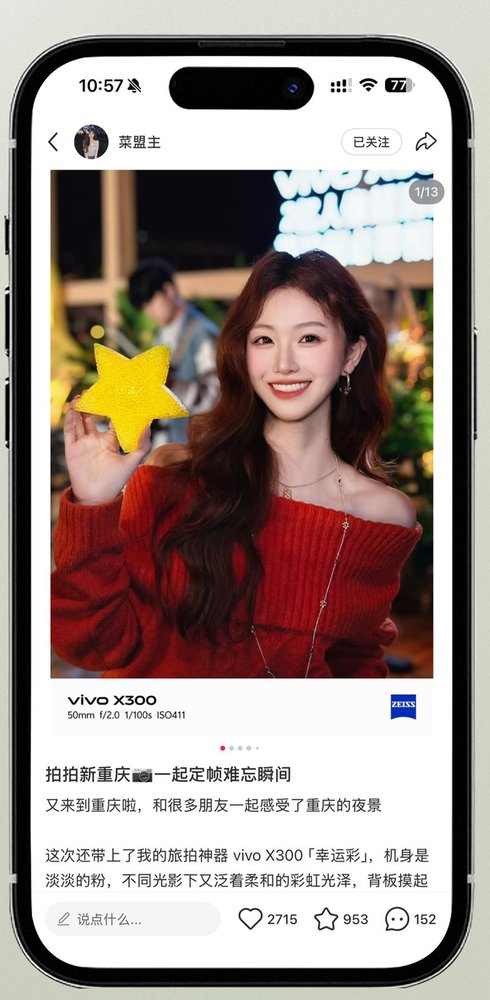 소속 왕홍 × vivo X300 샤오홍슈 게시물