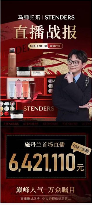 STENDERS 첫 라이브 GMV 6,421,110위안 전과 보고